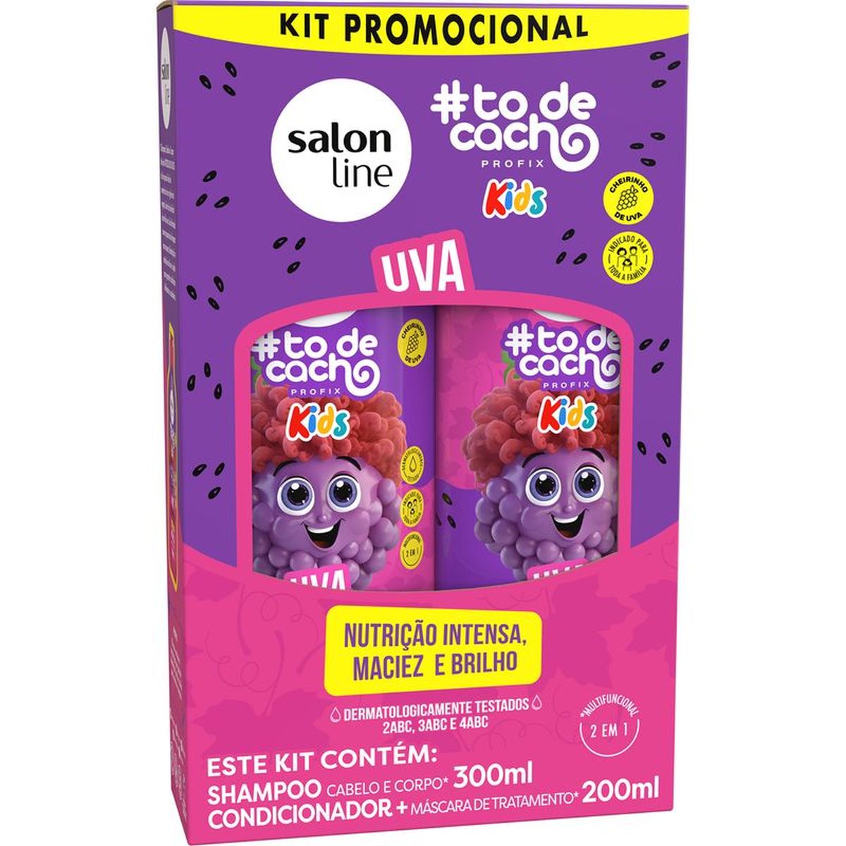KIT SHAMPOO 300ML + CONDICIONADOR 200ML UVA KIDS #TODECACHO  SALON LINE