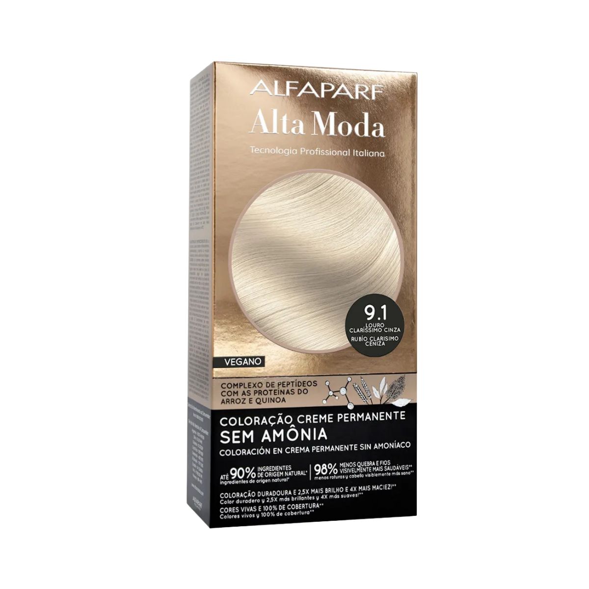 COLORAÇÃO SEM AMÔNIA 9.1 LOURO CLARÍSSIMO CINZA ALTA MODA