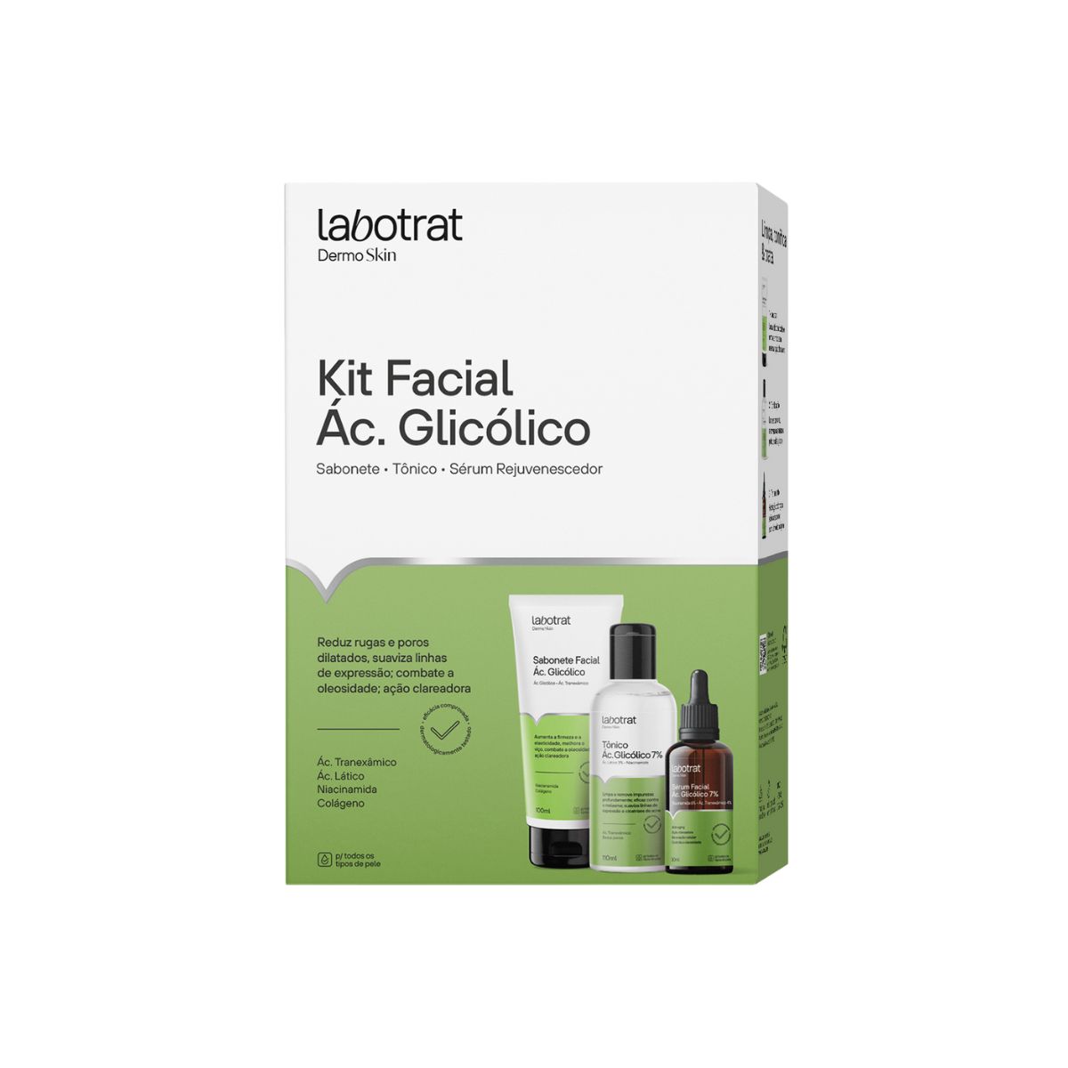 KIT FACIAL ÁCIDO GLICÓLICO DERMO SKIN COM 3 ITENS LABOTRAT