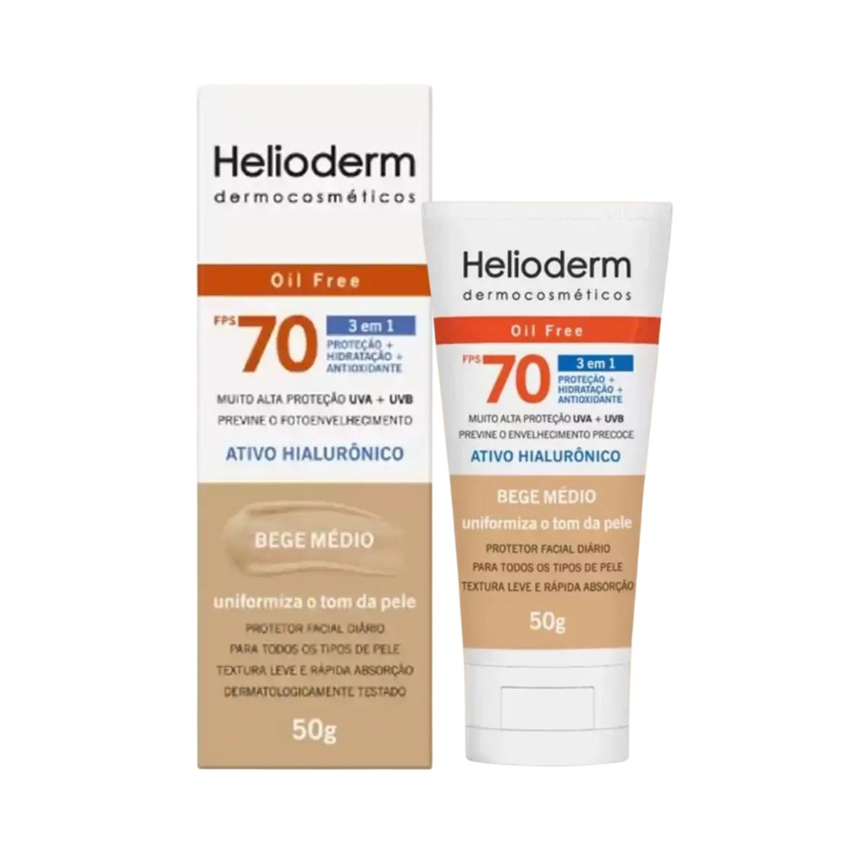 PROTETOR HELIODERM FACIAL FPS70 BEGE MED