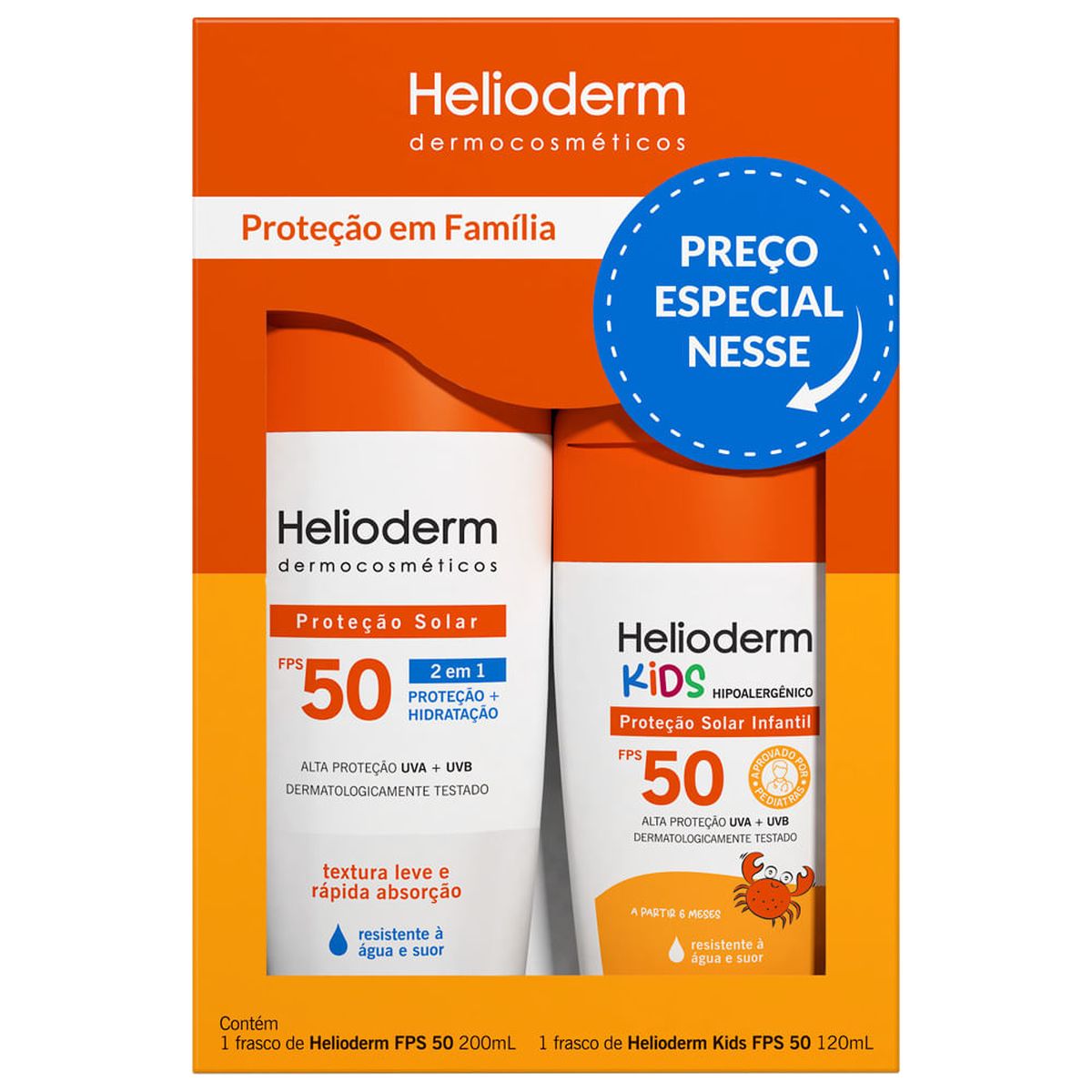 KIT HELIODERM PROT FAMILIA FPS50+FPS50 KIDS