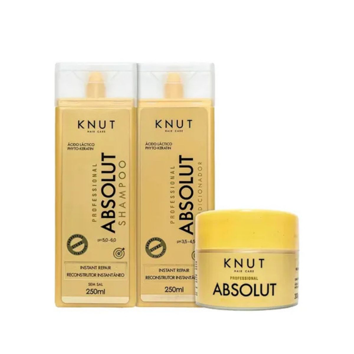 KIT SHAMPOO + CONDICIONADOR + MINI MÁSCARA ABSOLUT KNUT