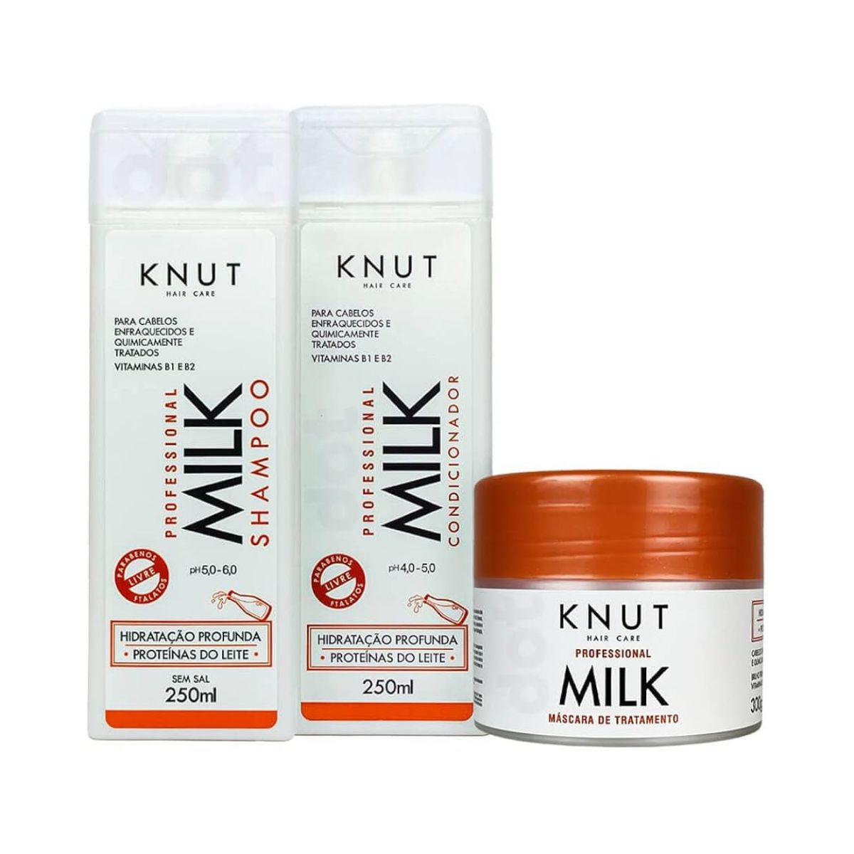 KIT SHAMPOO + CONDICIONADOR + MINI MÁSCARA MILK KNUT