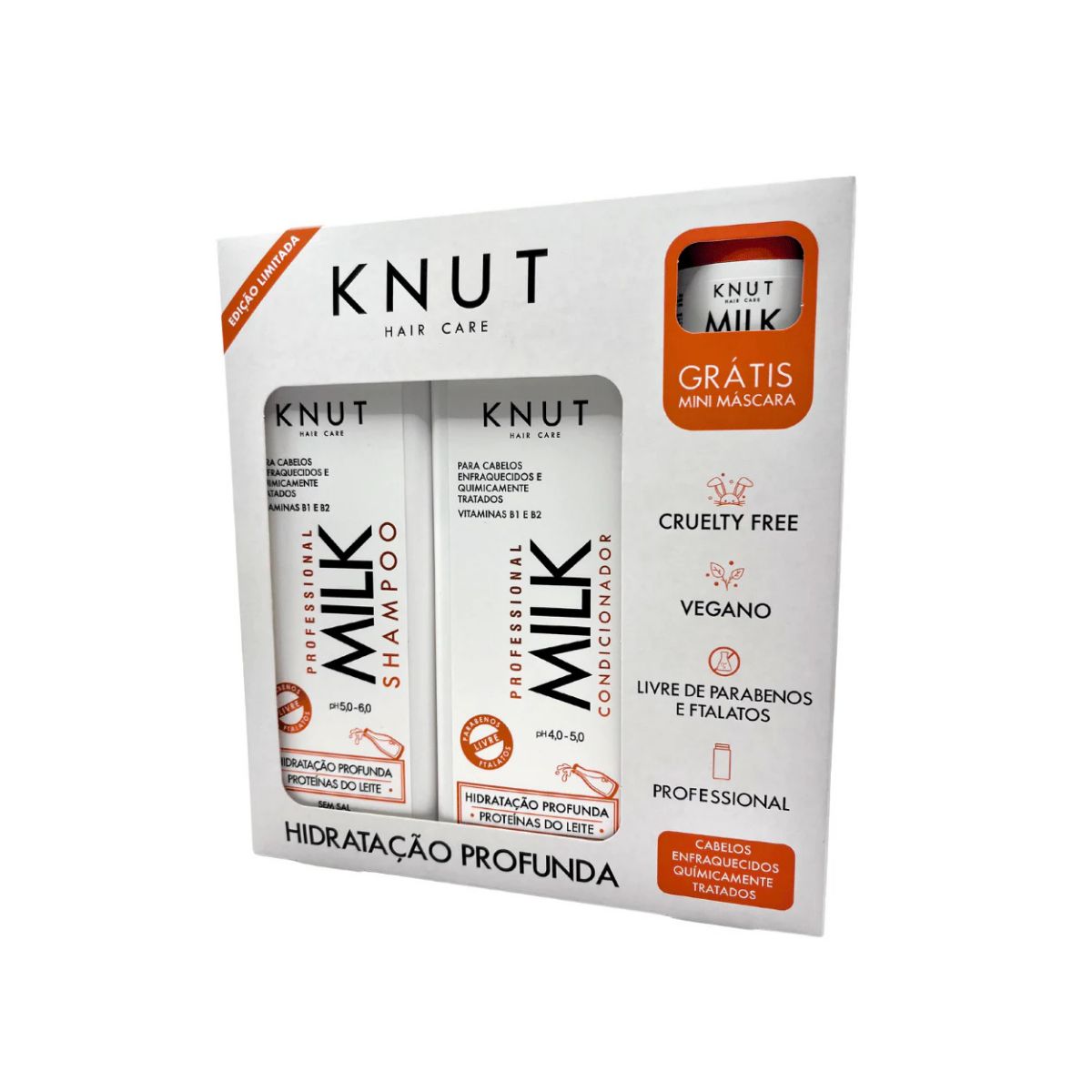 KIT SHAMPOO + CONDICIONADOR + MINI MÁSCARA MILK KNUT