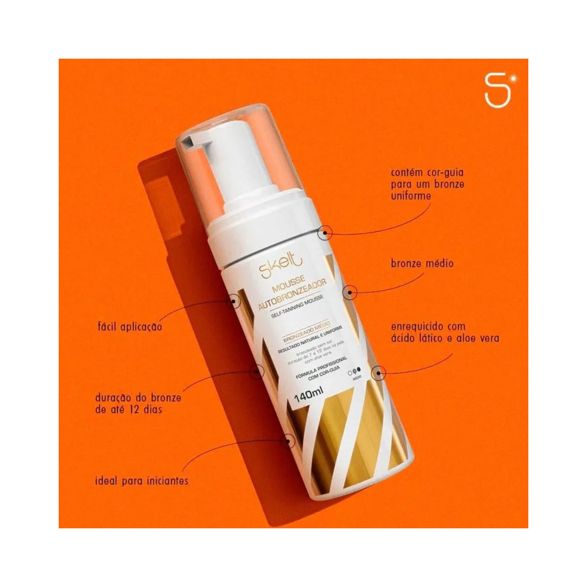 AUTOBRONZEADOR EM MOUSSE RED CARPET GLOW SKELT 140ML