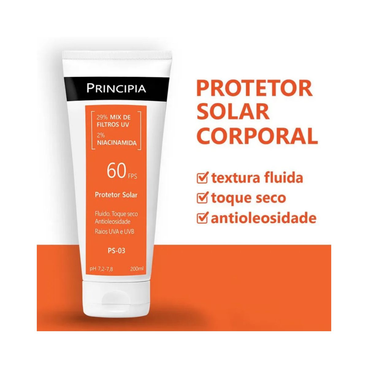 PROTETOR SOLAR CORPORAL FLUIDO FPS60 PS-03 200ML