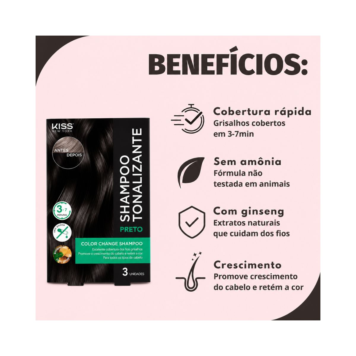 SHAMPOO TONALIZANTE PRETO COLOR CHANGE KISS