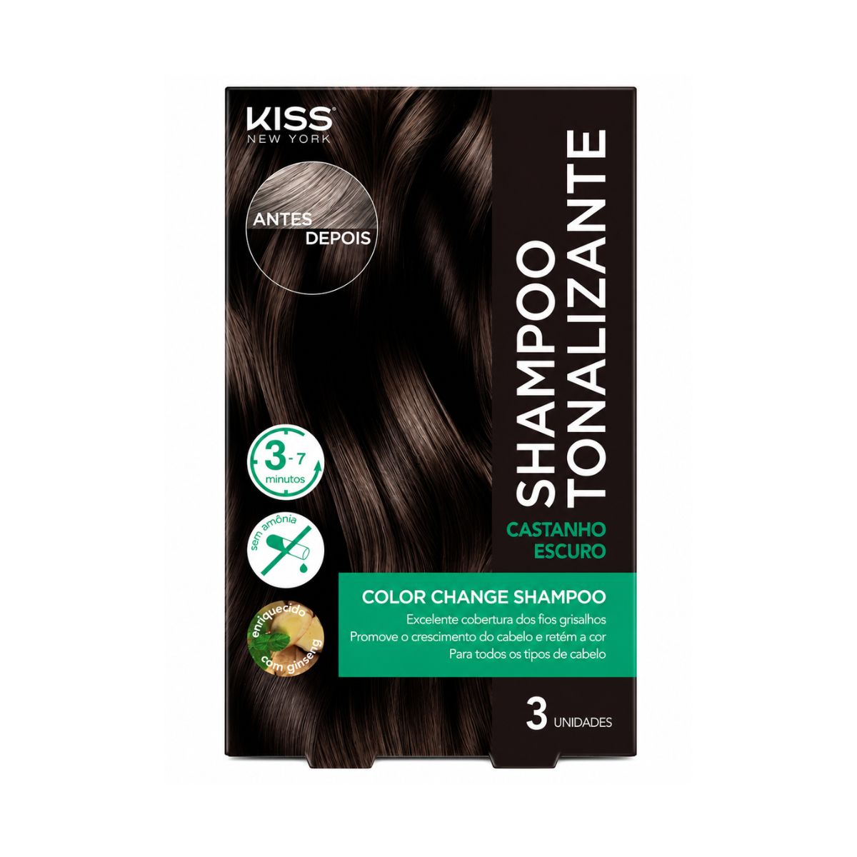 SHAMPOO TONALIZANTE CASTANHO ESCURO COLOR CHANGE KISS