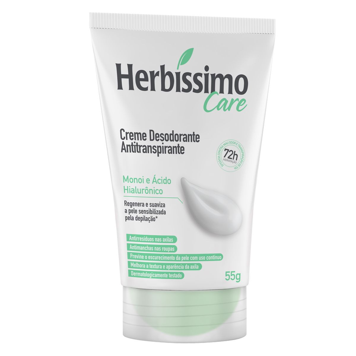 DESODORANTE CREME BISNAGA ANTITRANSPIRANTE MONOI E ÁCIDO HIALURÔNICO HERBÍSSIMO 