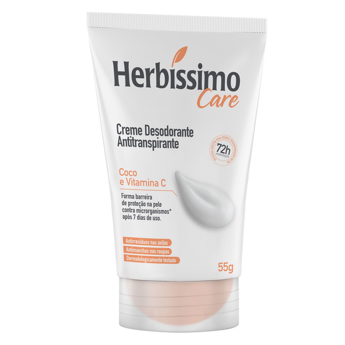 DESODORANTE CREME BISNAGA ANTITRANSPIRANTE COCO E VITAMINA C HERBÍSSIMO 55G