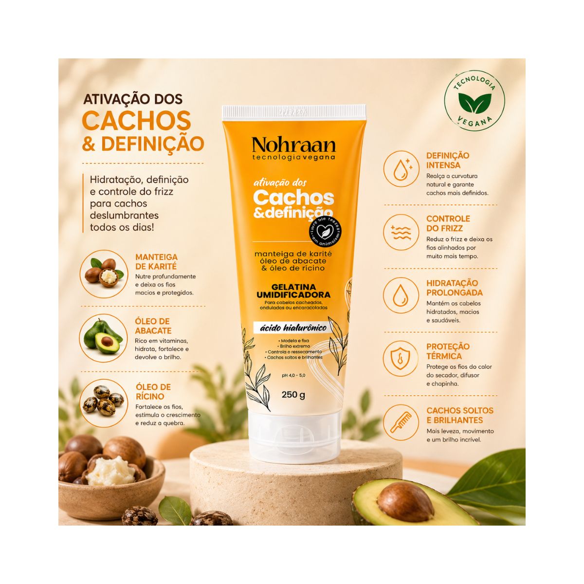 GELATINA UMIDIFICADORA CACHOS NOHRAAN 250G