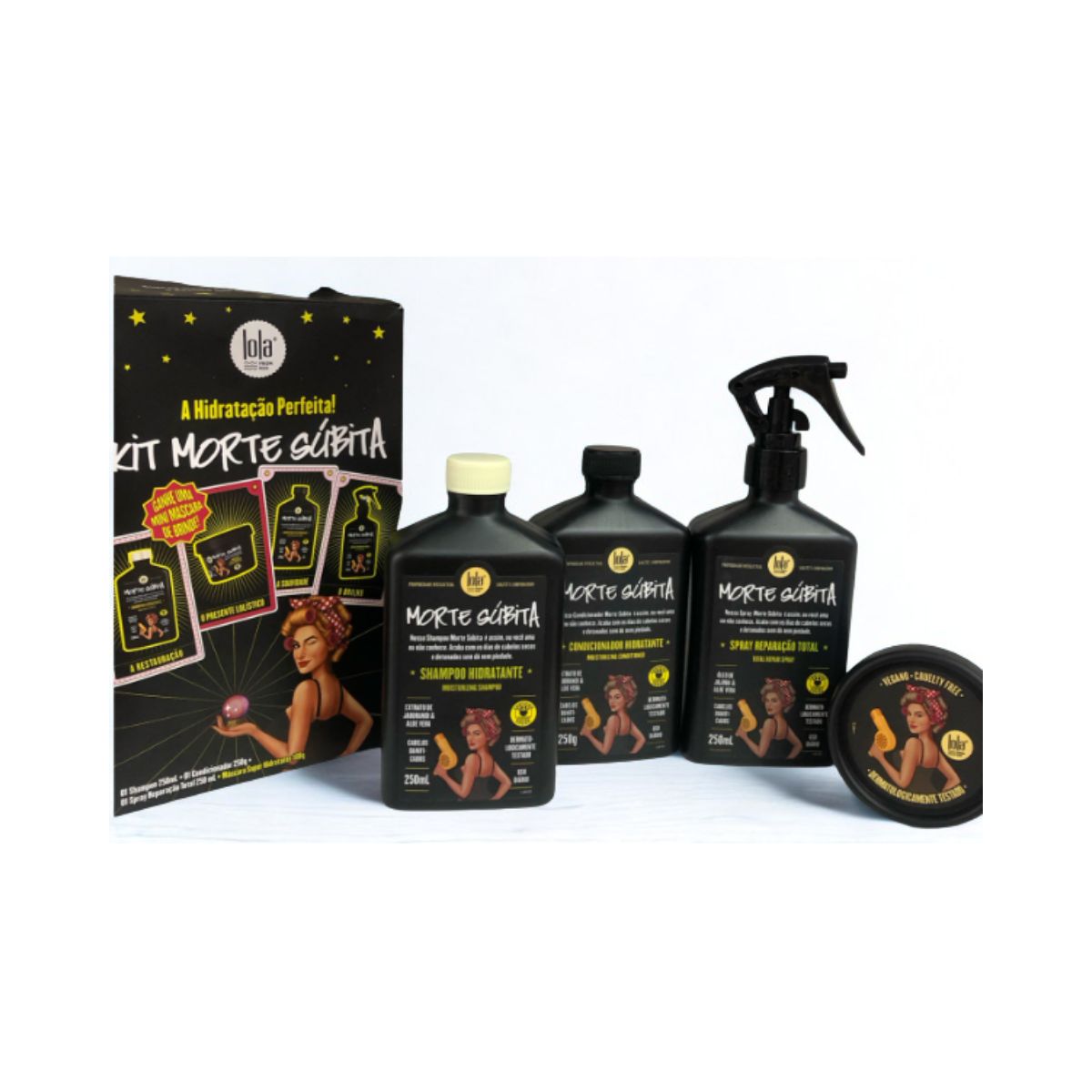KIT LOLA MORTE SÚBITA SHAMPOO+CONDICIONADOR+MÁSCARA+SPRAY