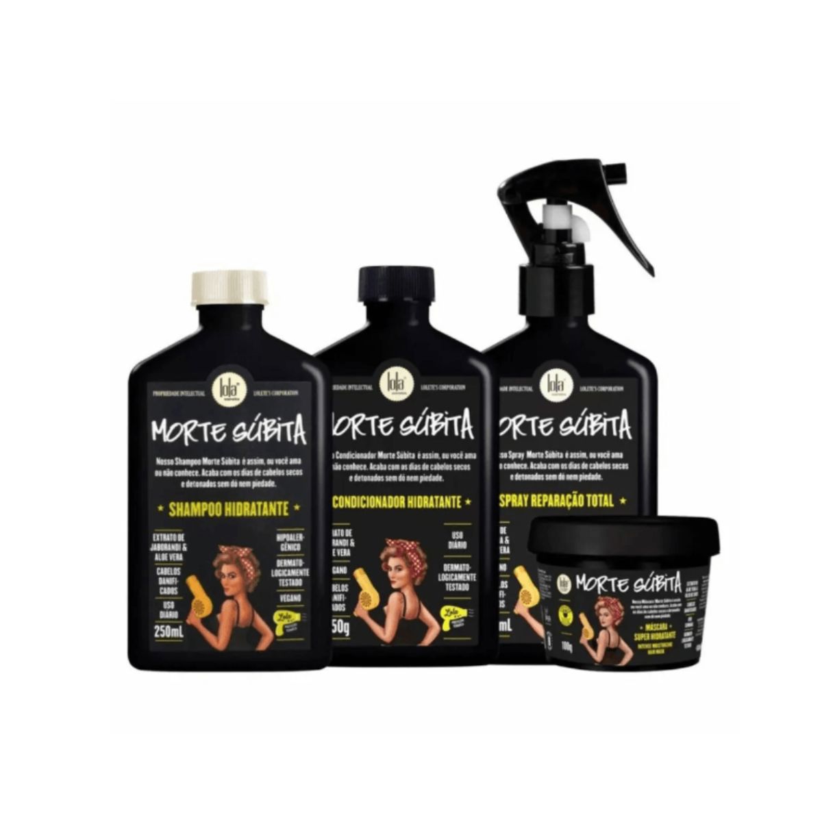 KIT LOLA MORTE SÚBITA SHAMPOO+CONDICIONADOR+MÁSCARA+SPRAY