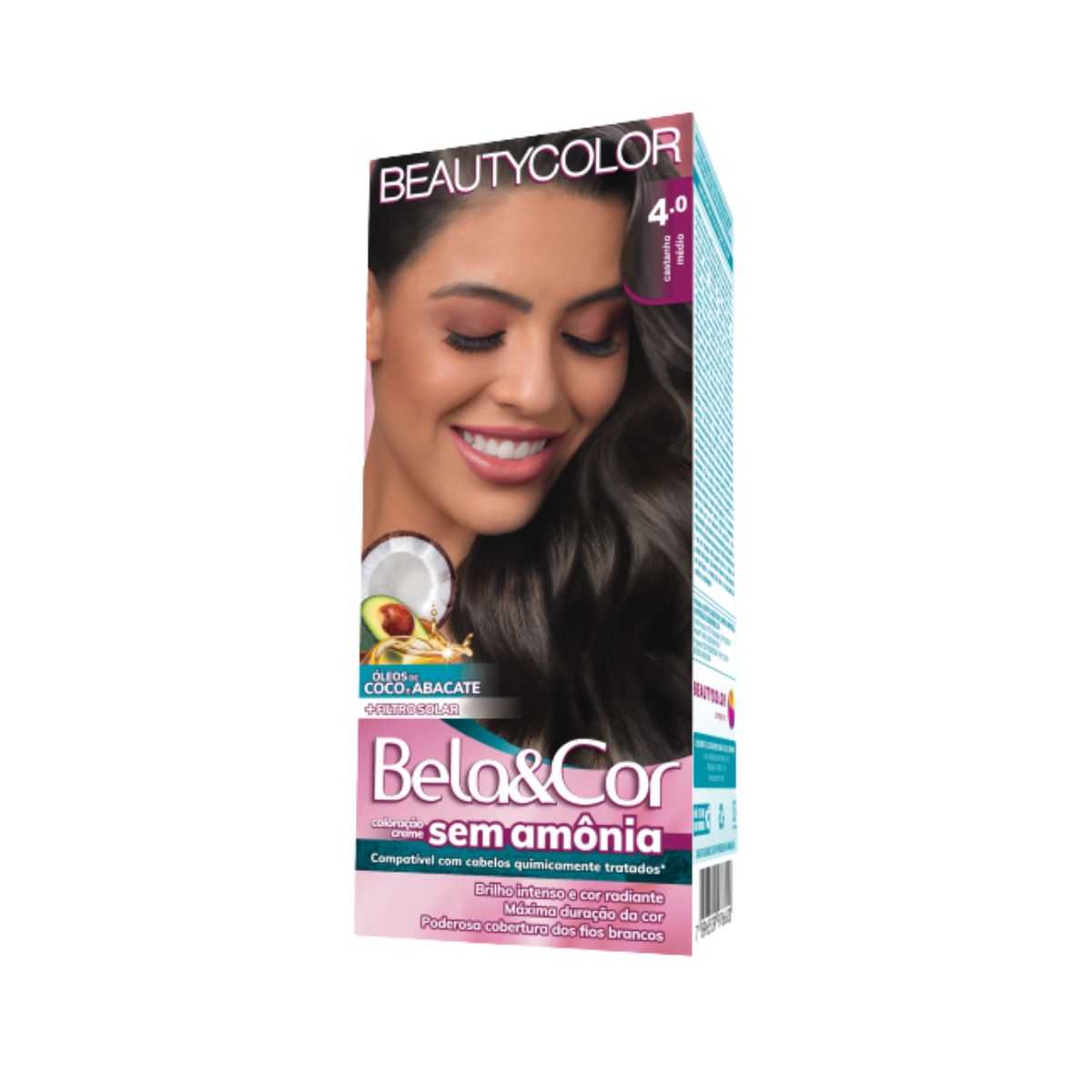 COLORAÇÃO SEM AMÔNIA KIT 4.0 CASTANHO MEDIO BELA&COR
