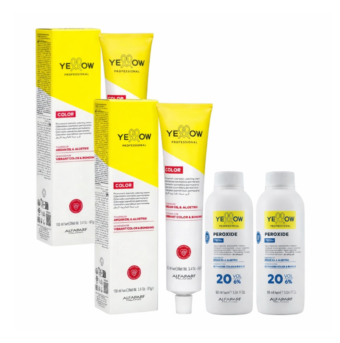 KIT YELLOW COLOR 6.0 LOURO ESCURO 2 COLORAÇÃO COM 2 OX 20VOL