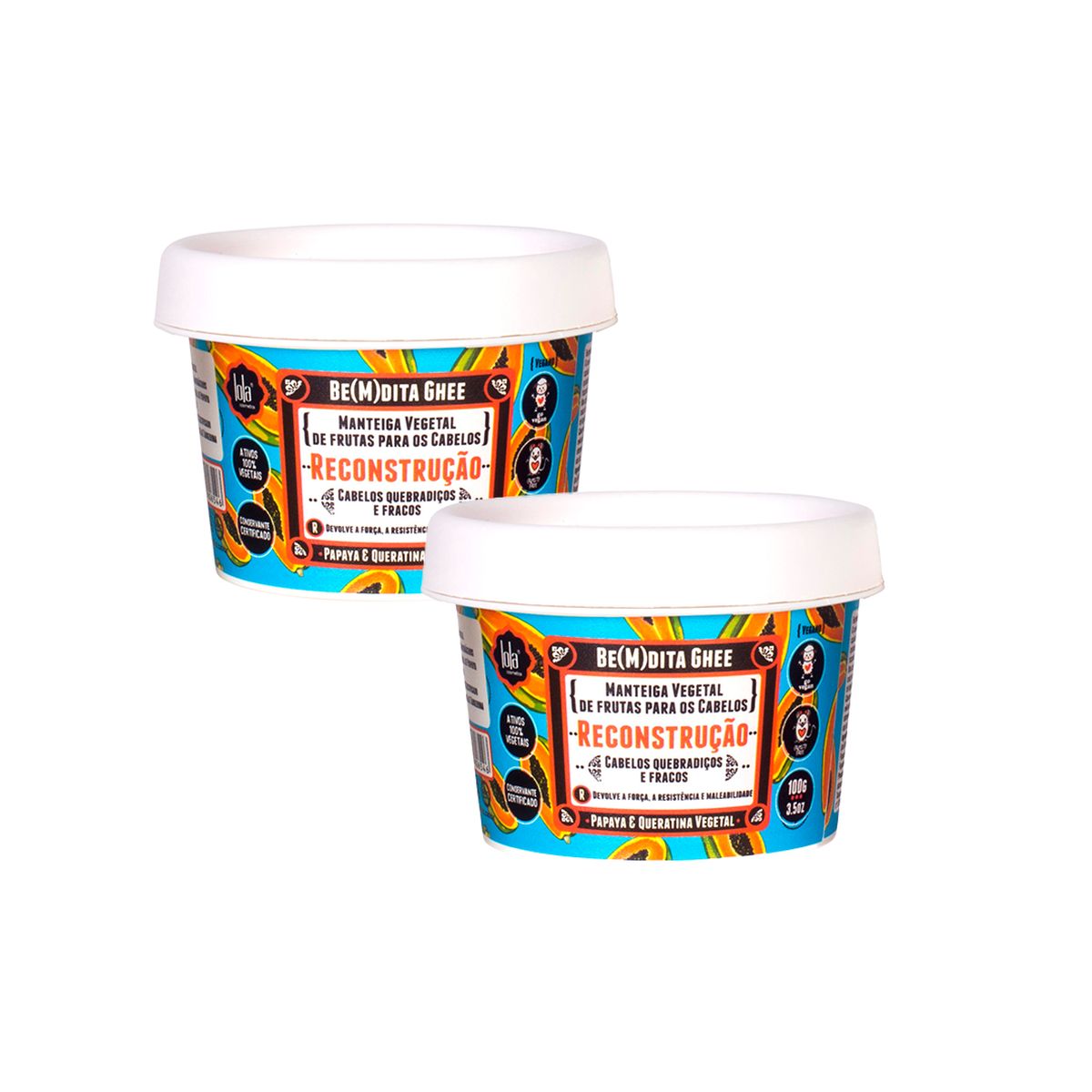 KIT LOLA 2 MÁSCARA CAPILAR BE(M)DITA GHEE RECONSTRUÇÃO 100G