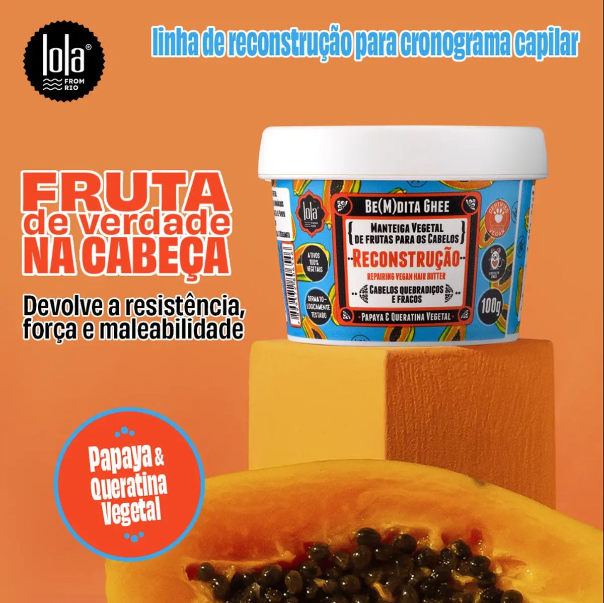 KIT LOLA 2 MÁSCARA CAPILAR BE(M)DITA GHEE RECONSTRUÇÃO 100G