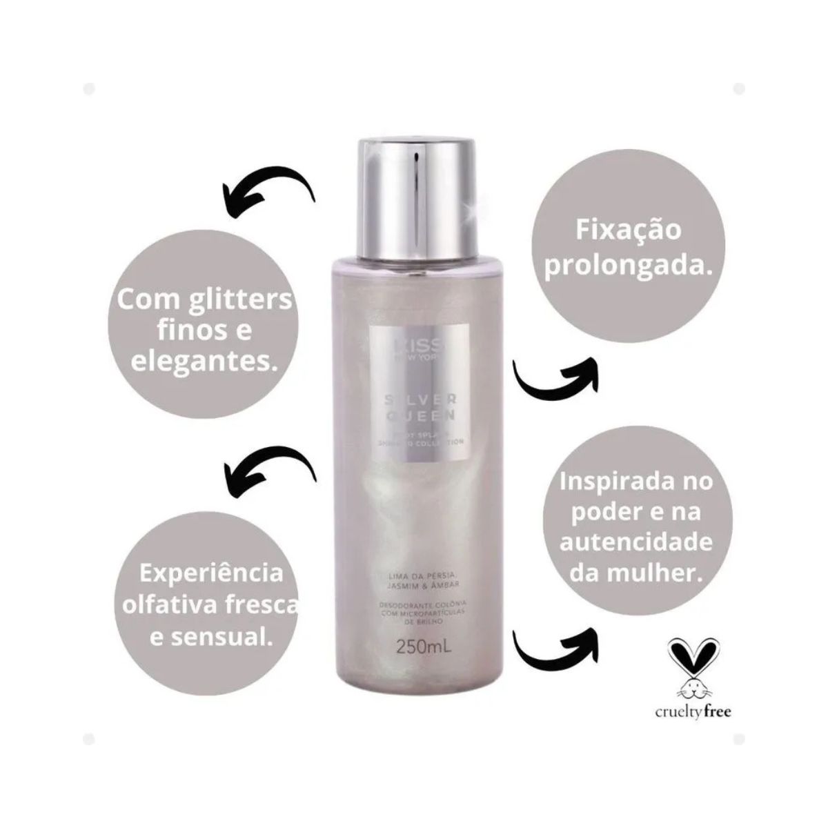 BODY SPLASH SHIMMER SILVER QUEEN KISS NEW YORK 250ML