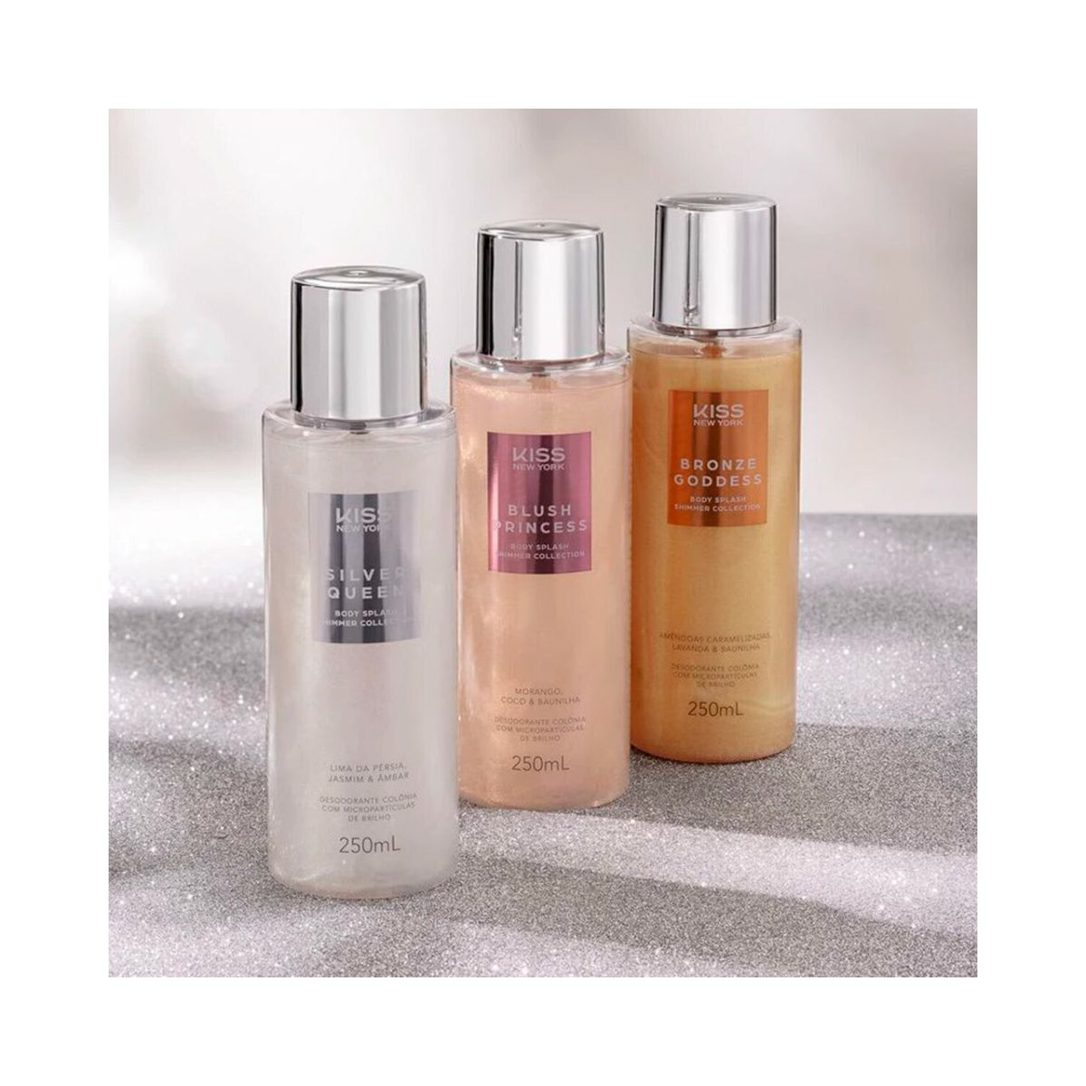 BODY SPLASH SHIMMER SILVER QUEEN KISS NEW YORK 250ML