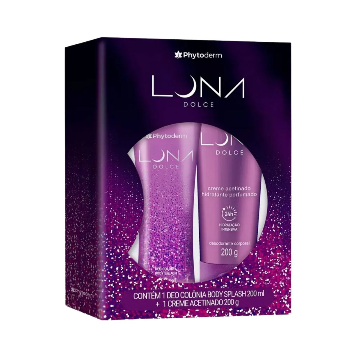 KIT LUNA DOLCE BODY SPLASH 200ML + CREME ACETINADO PHYTODERM 200G