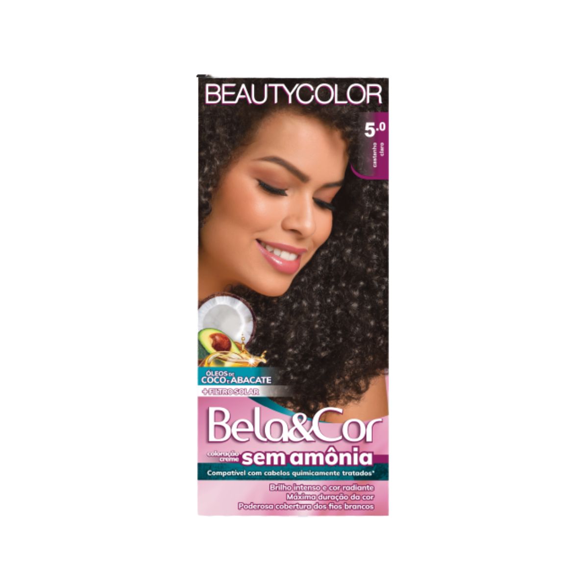 COLORAÇÃO SEM AMÔNIA KIT 5.0 CASTANHO CLARO BELA&COR