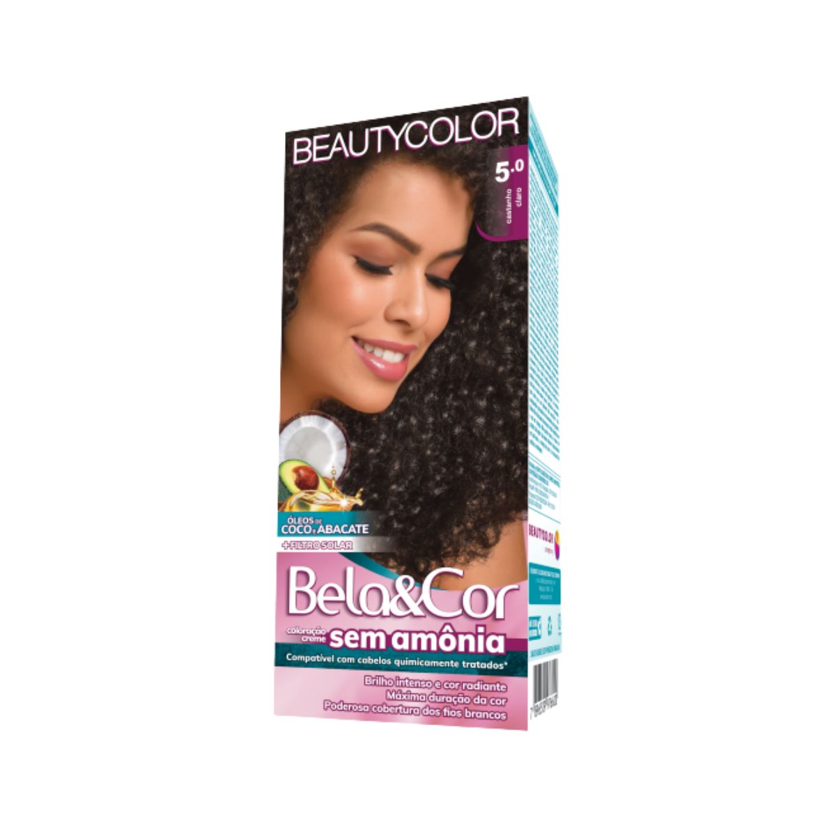COLORAÇÃO SEM AMÔNIA KIT 5.0 CASTANHO CLARO BELA&COR