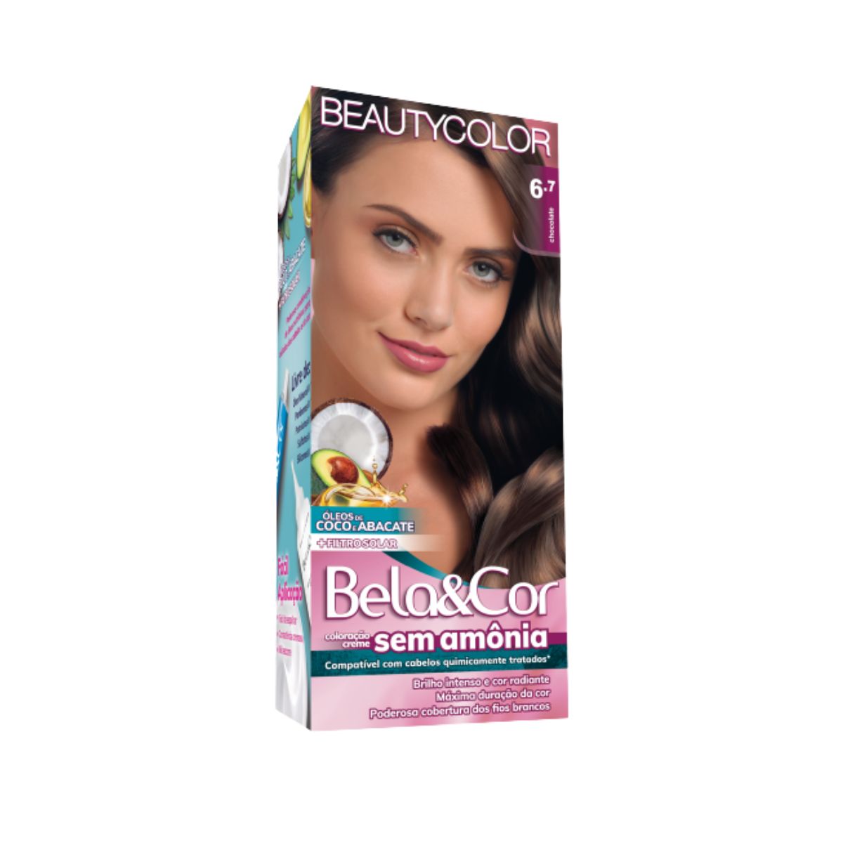 COLORAÇÃO SEM AMÔNIA KIT 6.7 CHOCOLATE BELA&COR