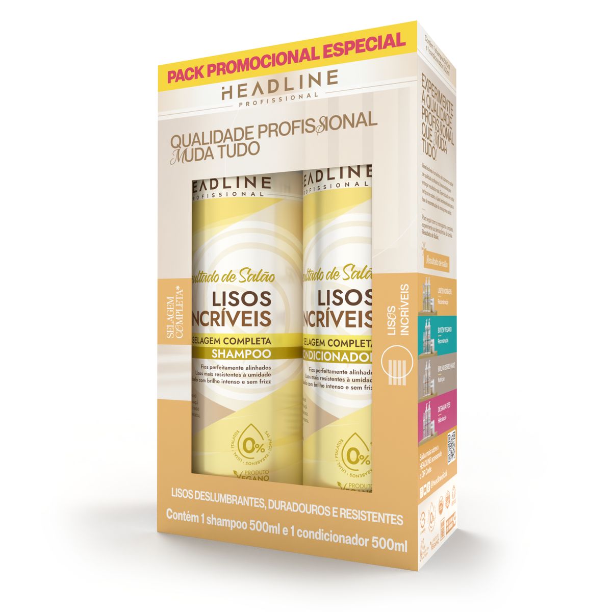 KIT SHAMPOO & CONDICIONADOR LINHA LISOS INCRÍVEIS HEADLINE SOUL POWER 500ML