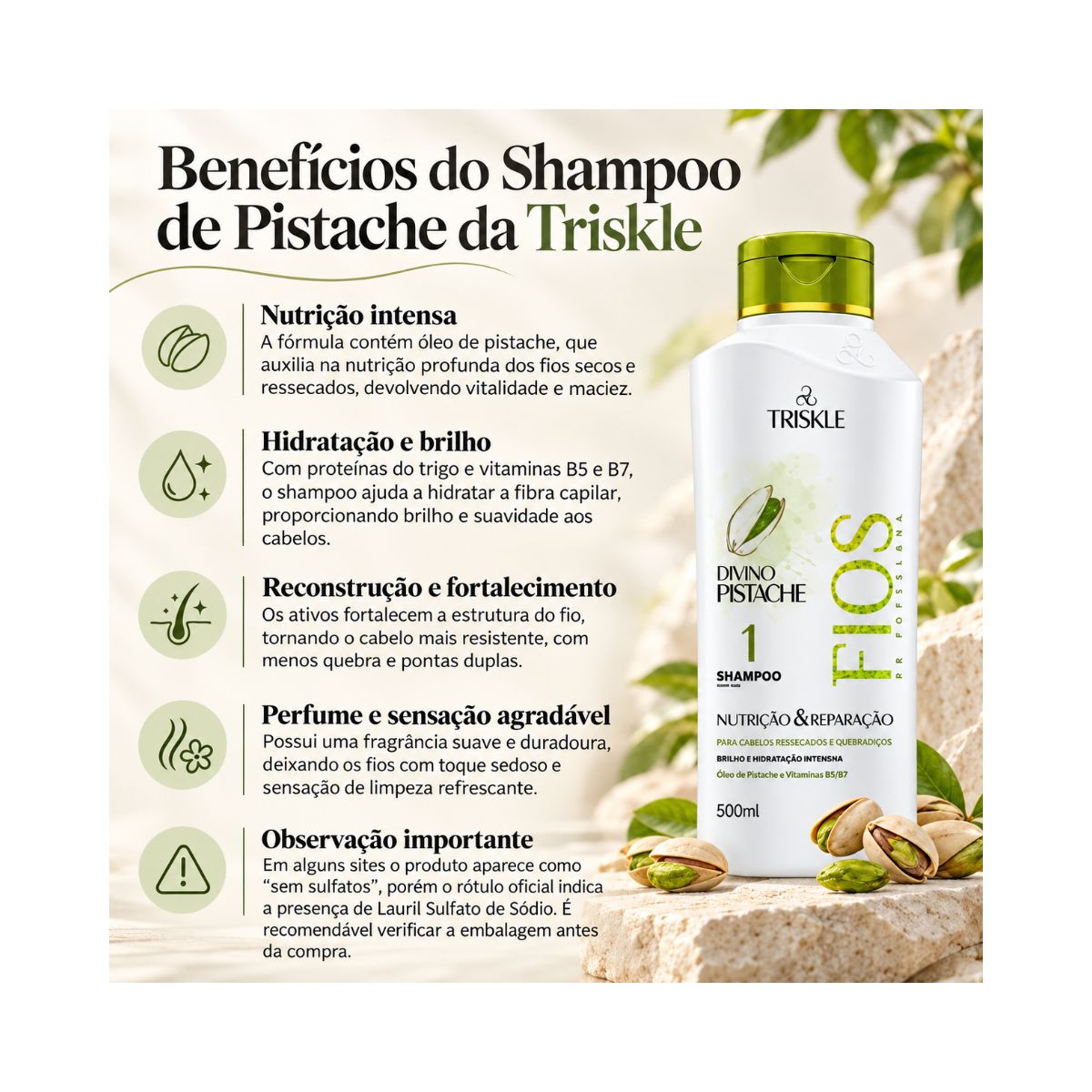 SHAMPOO FIOS DIVINO PISTACHE TRISKLE 500ML