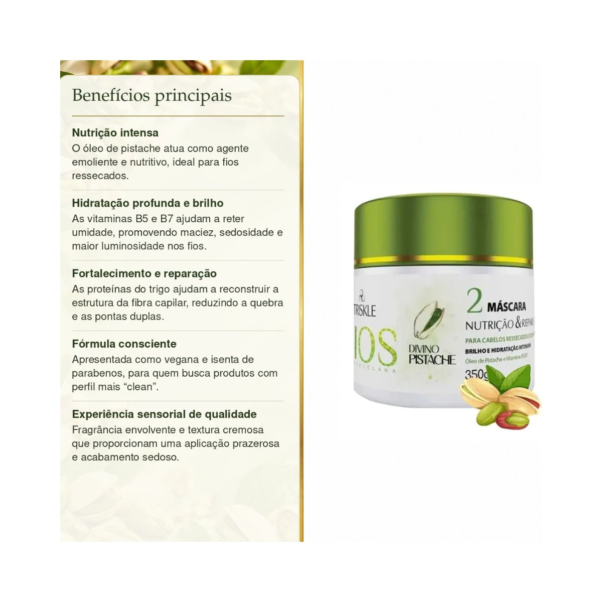 MÁSCARA FIOS DIVINO PISTACHE TRISKLE 350G