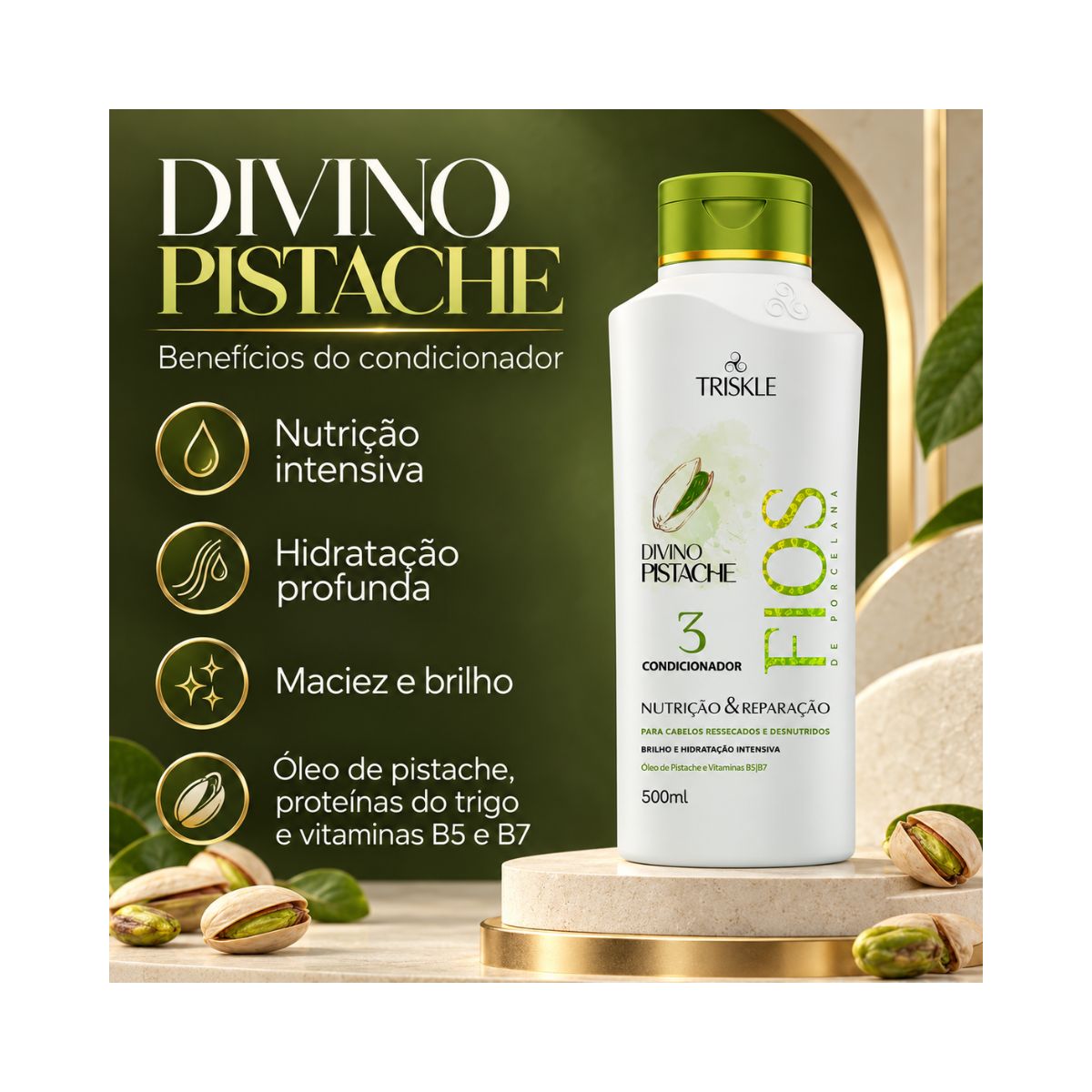 CONDICIONADOR FIOS DIVINO PISTACHE TRISKLE 500ML