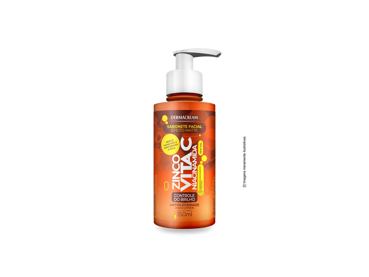SABONETE FACIAL VITAMINA C, ZINCO, NIACINAMIDA DERMACREAM 150ML