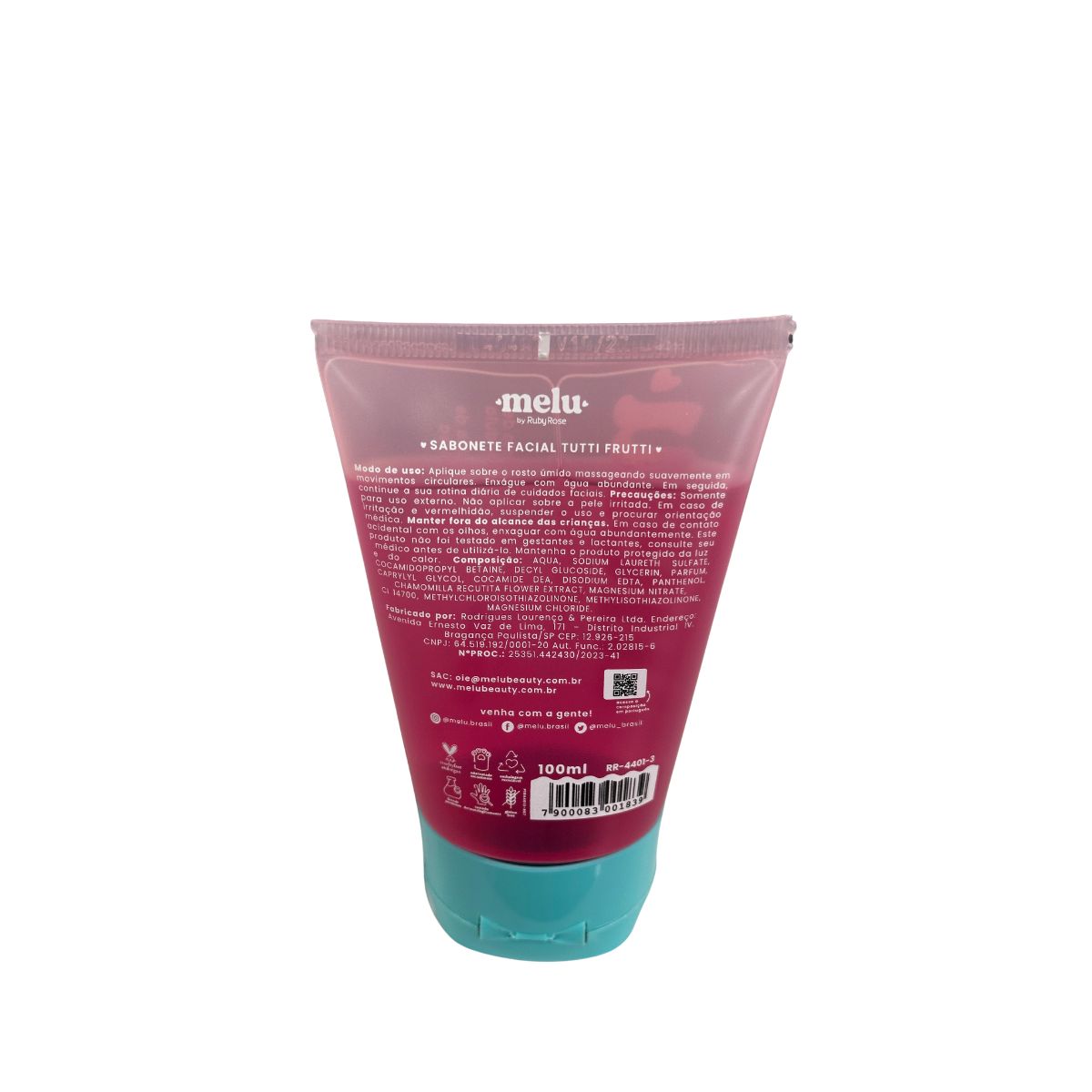 SABONETE FACIAL TUTTI FRUTTI MELU RUBY ROSE 100ML RR-4401-3