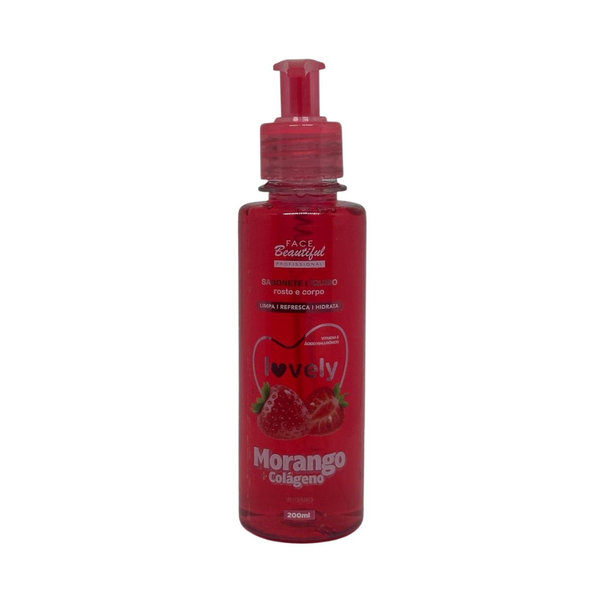 SABONETE LÍQUIDO MORANGO COLÁGENO FACE BEAUTIFUL 200ML
