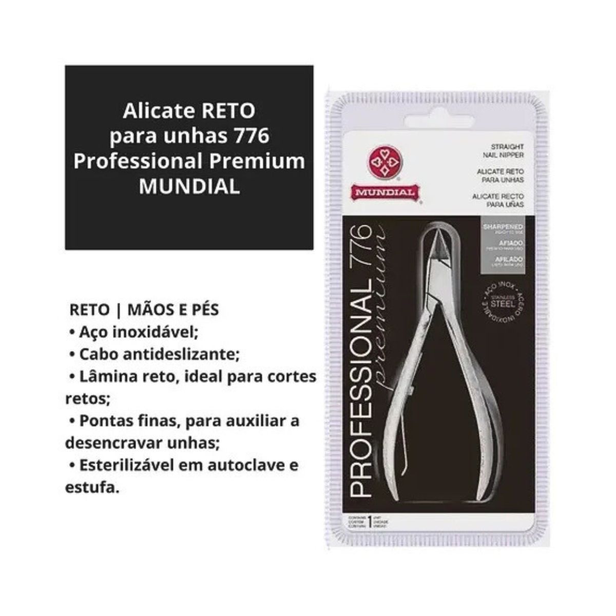 ALICATE UNHA 776 RETO PROFESSIONAL PREMIUM INOX MUNDIAL
