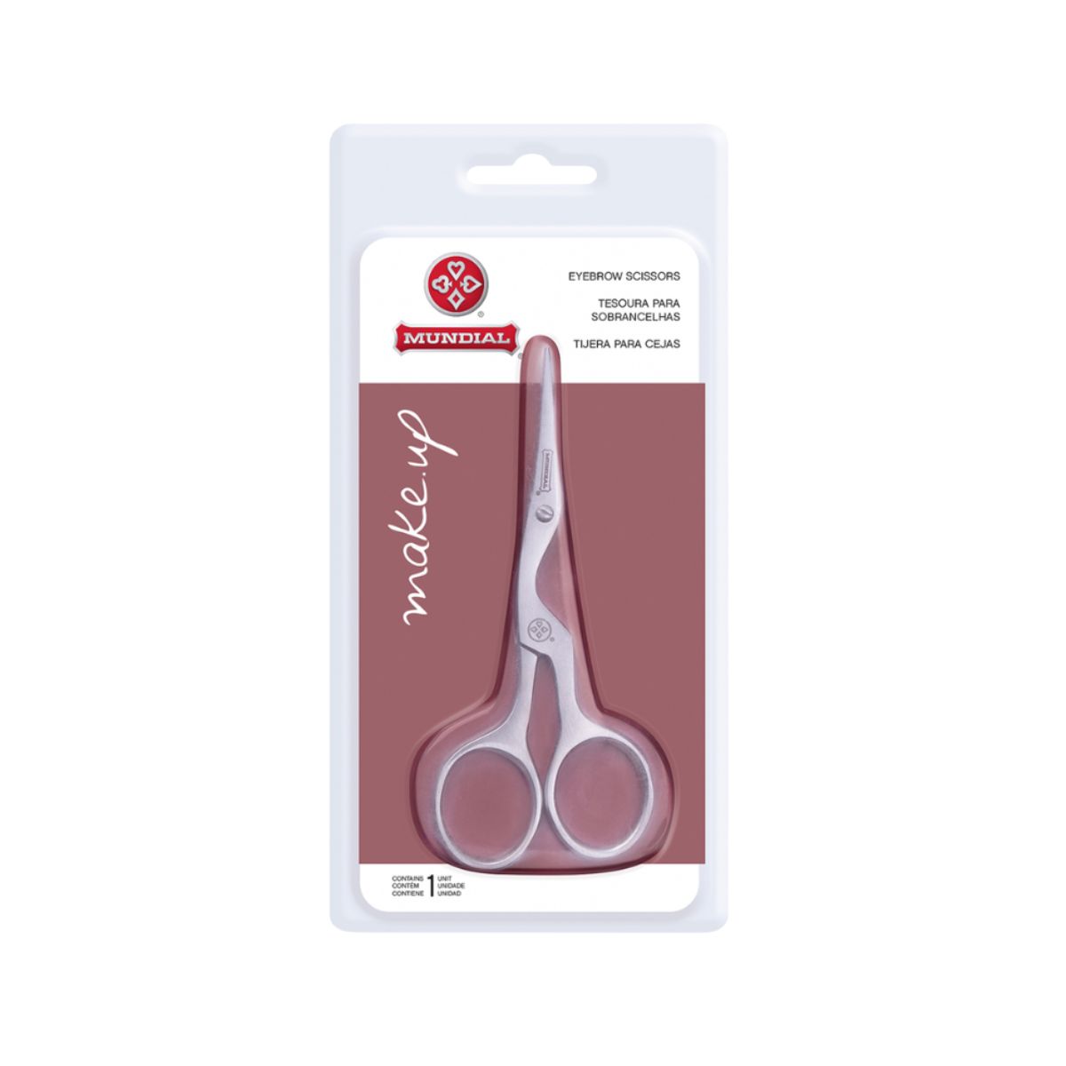 TESOURA PARA SOBRANCELHAS ACO INOXIDAVEL MAKE UP MUNDIAL 9,6CM BC-701