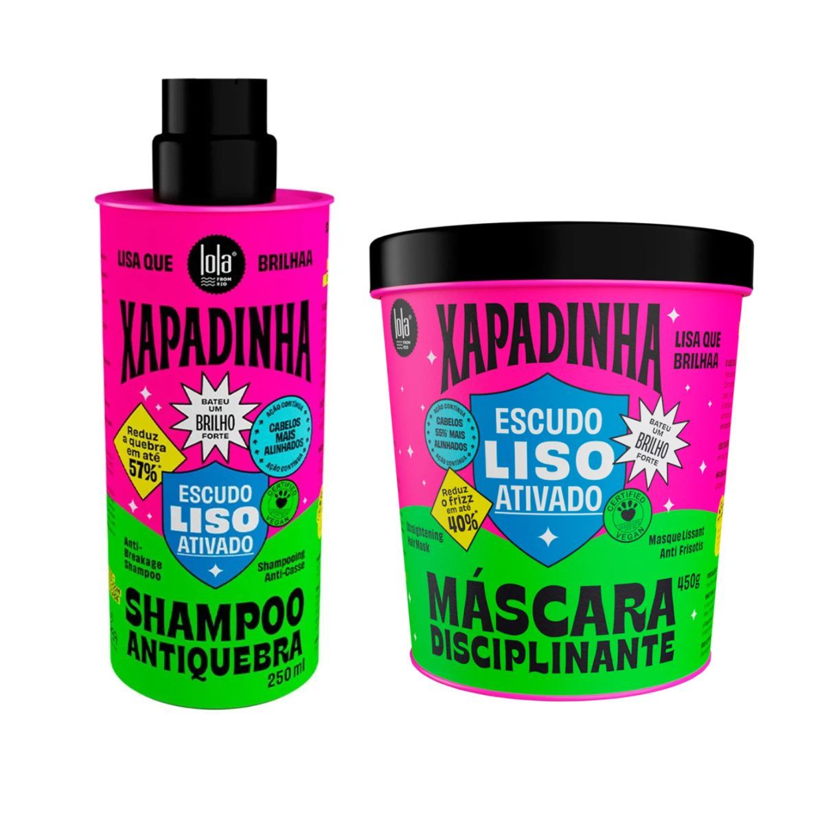 KIT LOLA COSMETICS SHAMPOO E MÁSCARA ANTIQUEBRA E DISCIPLINANTE XAPADINHA