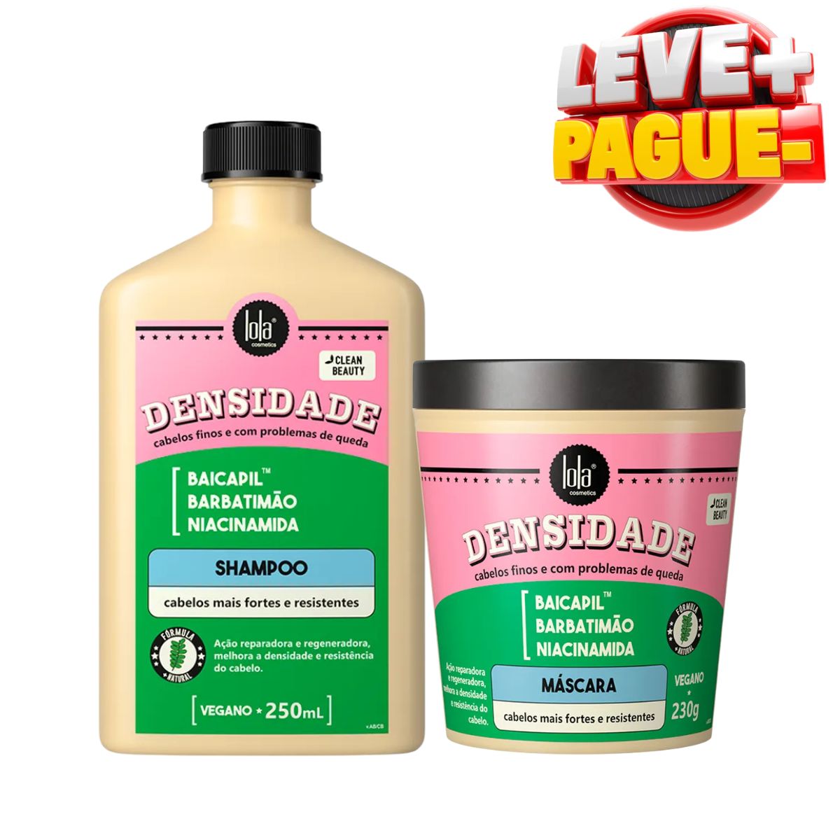 KIT LOLA COSMETICS SHAMPOO + MÁSCARA REPARAÇÃO E RECONSTRUÇÃO DENSIDADES