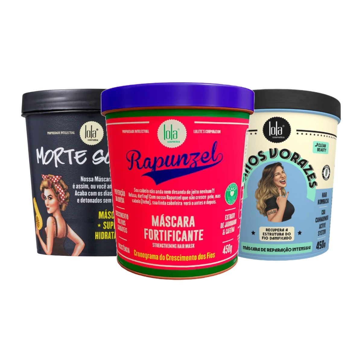 KIT LOLA COSMETICS CRONOGRAMA CAPILAR 3 MÁSCARAS - MORTE SÚBITA 450G + DANOS VOR