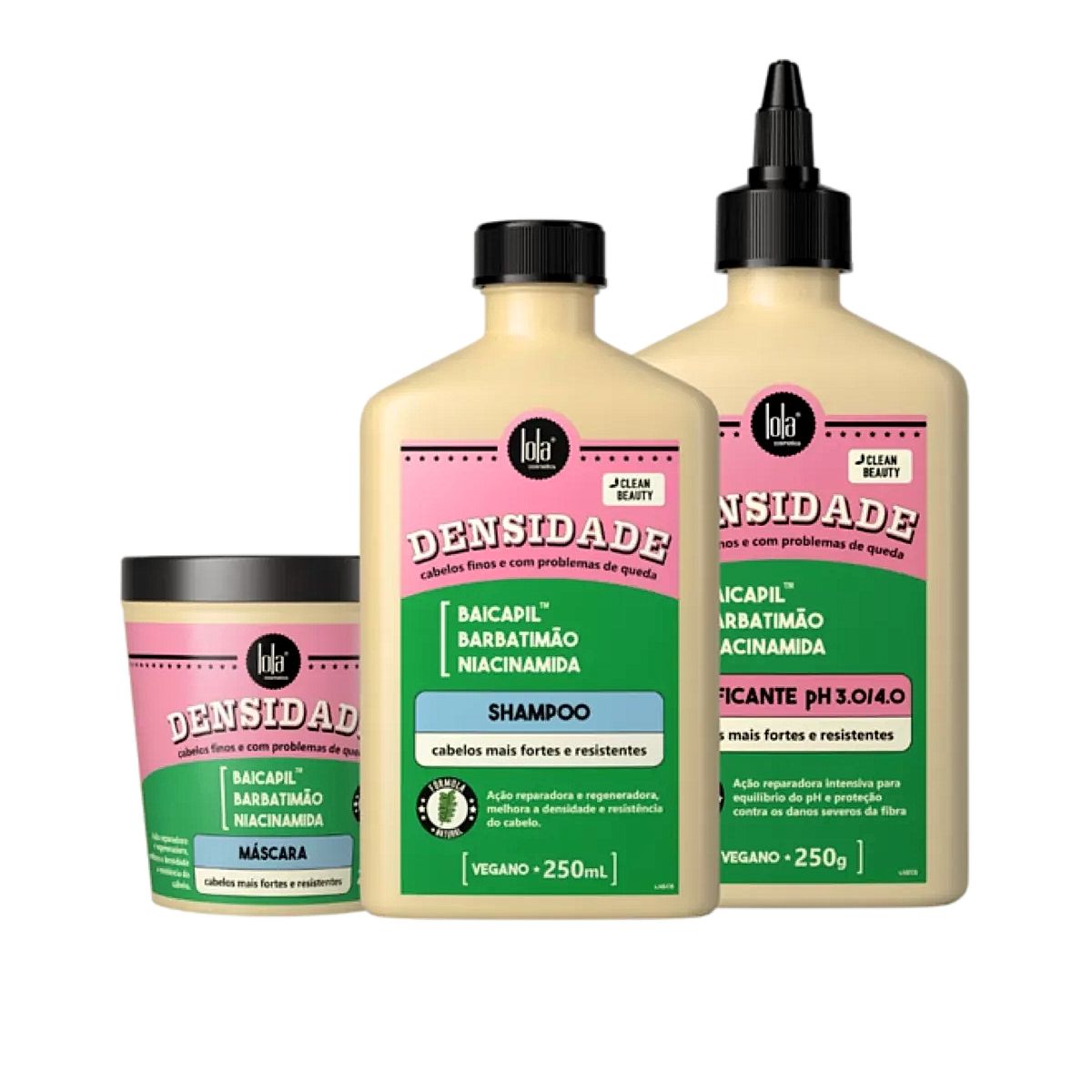 KIT LOLA COSMETICS DENSIDADE - SHAMPOO + ACIDIFICANTE + MÁSCARA