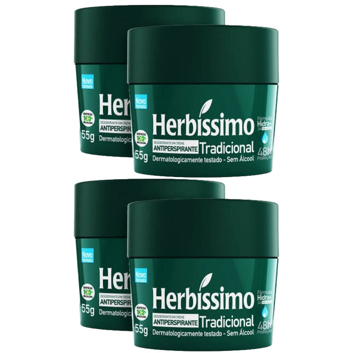 KIT 4 DESODORANTE CREME TRADICIONAL HERBISSIMO 55G