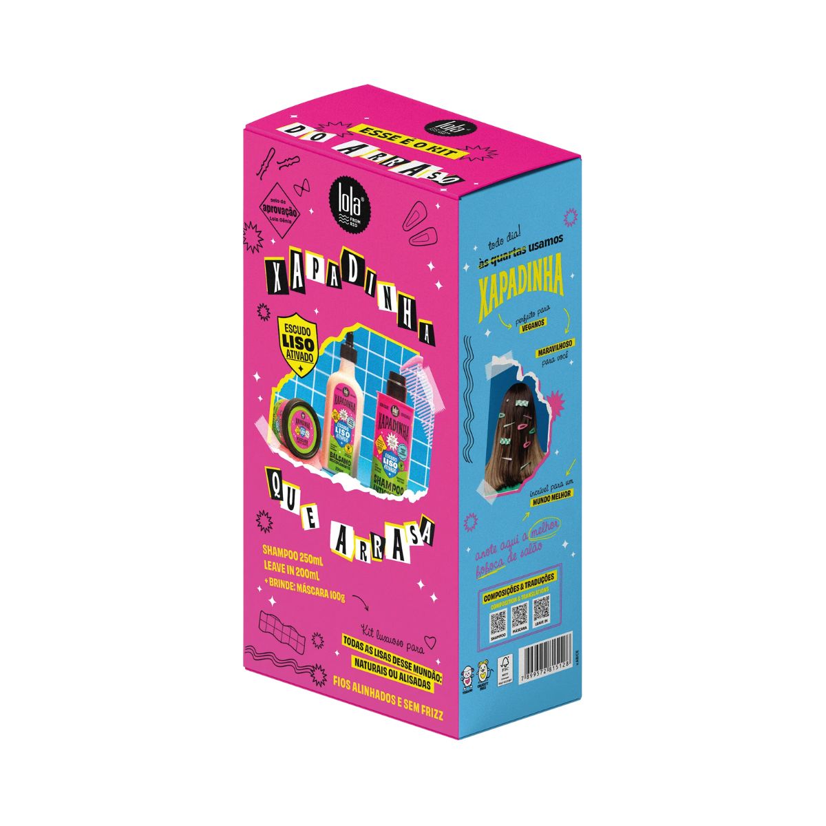 KIT LOLA COSMETCIS XAPADINHA SHAMPOO 250ML + MÁSCARA 100G + LEAVE-IN 200ML