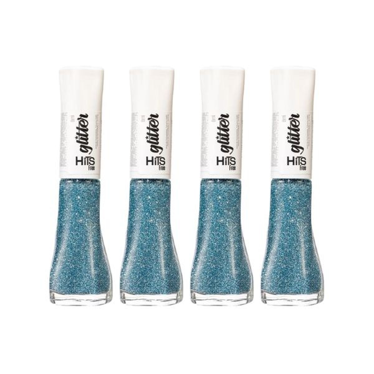 KIT 4 ESMALTES GLITTER DIAMANTE LUA AZUL HITS
