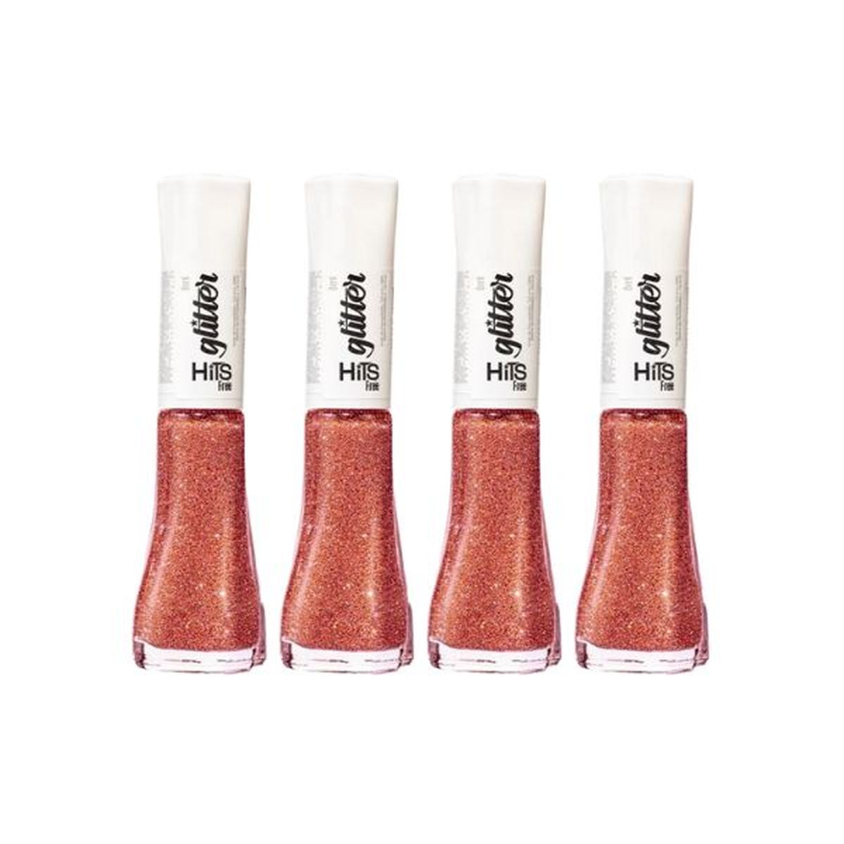 KIT 4 ESMALTE GLITTER DIAMANTE ROSA ETERNO HITS