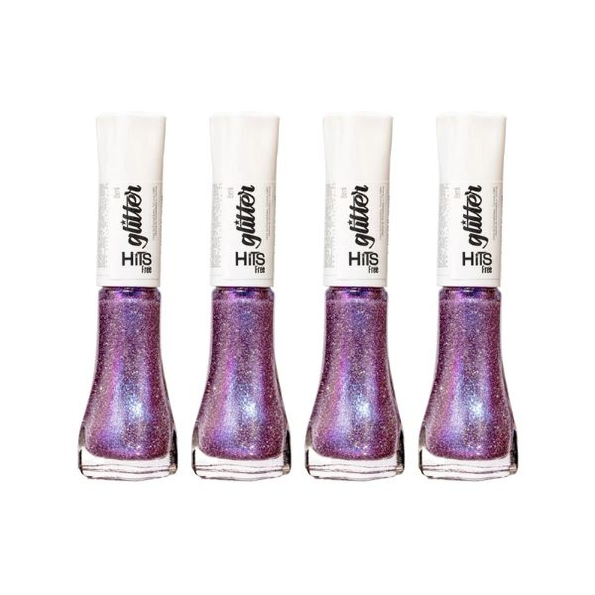 KIT 4 ESMALTE GLITTER DIAMANTE VIOLETA HITS