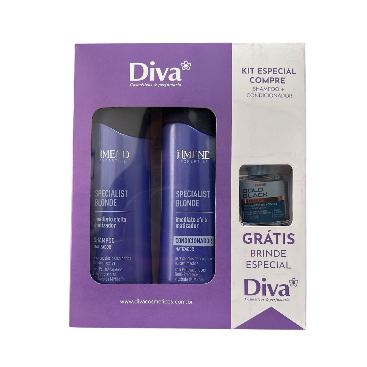 KIT AMEND SHAMPOO + CONDICIONADOR SPECIALIST BLONDE + REPARADOR DE PONTAS GOLD B