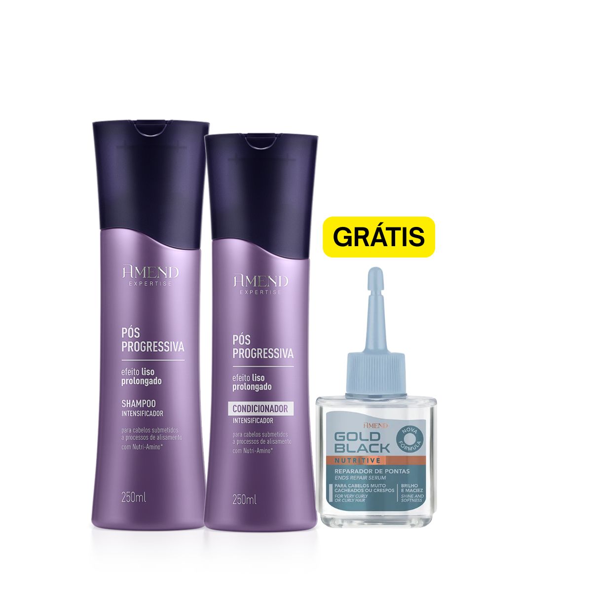 KIT AMEND SHAMPOO + CONDICIONADOR INTENSIFICADOR PÓS PROGRESSIVA + REPARADOR DE