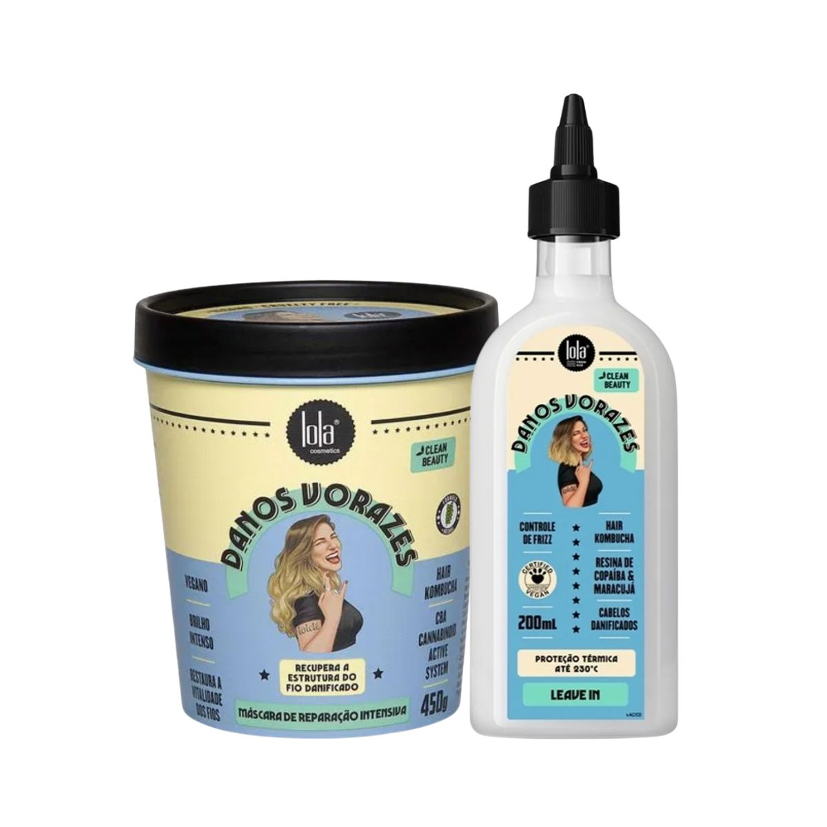 KIT LOLA COSMETICS DANOS VORAZES MÁSCARA 450G + LEAVE-IN 200ML