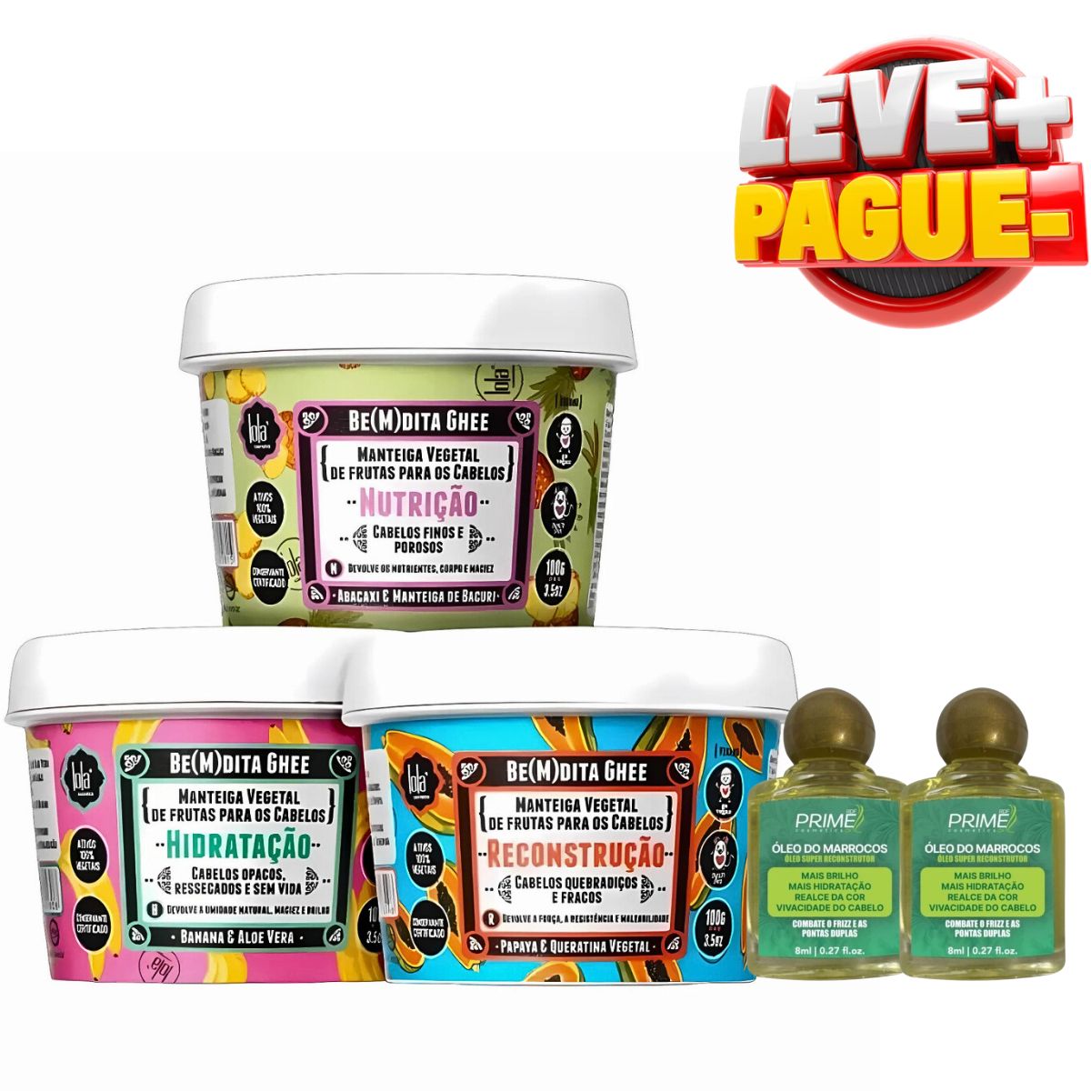 KIT LOLA COSMETICS FEIRA CRONOLOLA + 2 ÓLEOS DE ARGAN MARROCOS PRIME 8ML