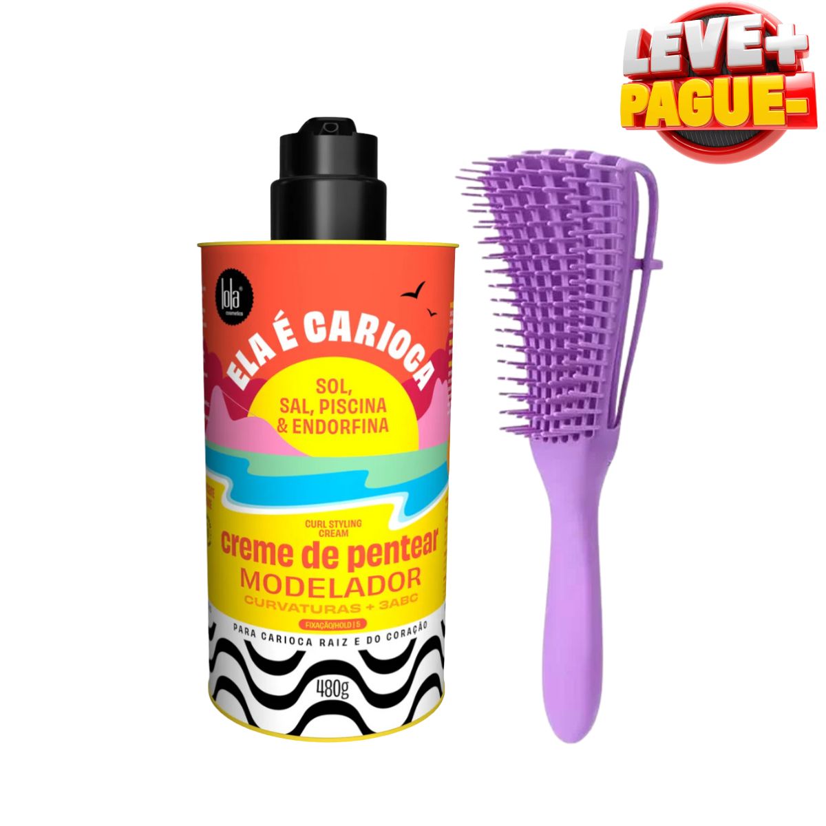 KIT LOLA COSMETICS CREME DE PENTEAR ELA É CARIOCA 480G + ESCOVA POLVO